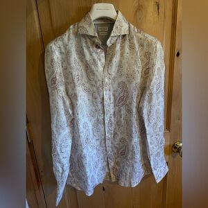 Brunello Cucinelli Cream and Red Paisley Shirt
